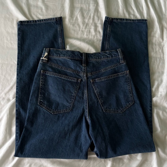 NWT Universal Thread High-rise Straight Leg Medium/Dark Blue Wash Denim Jeans - Picture 2 of 8